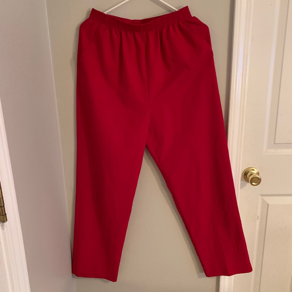 red business pants